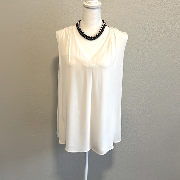 White House Black Market Tops - White House Black Market White Sleeveless Top, Size 8